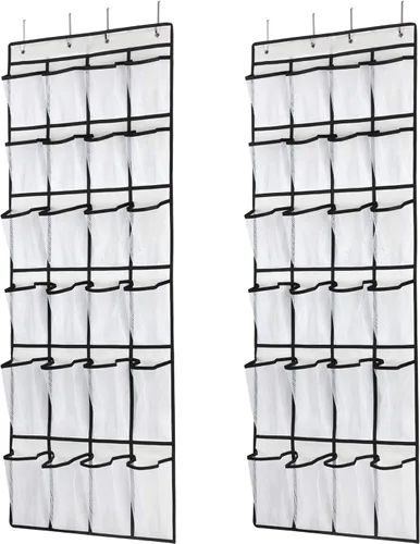 Miniatura 10 de SAVERHO Organizador colgante de zapatos, organizador de zapatos sobre la puerta con 24 bolsillos de malla transpirable para hombres, mujeres
