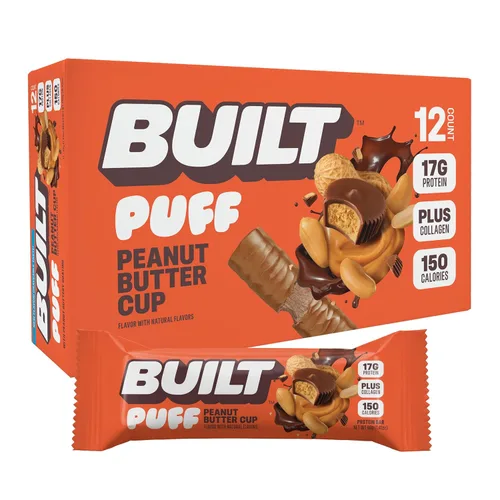 Miniatura 23 de Built Puffs - Barras de proteínas de 12 unidades, barras energéticas altas en proteínas, colágeno, sin gluten, cubiertas de chocolate, bajas