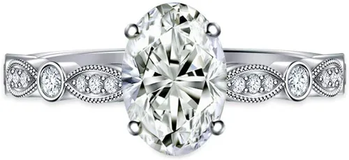 Miniatura 2 de RINGJEWEL Anillo de compromiso chapado en plata de moissanita blanca de corte ovalado para mujer
