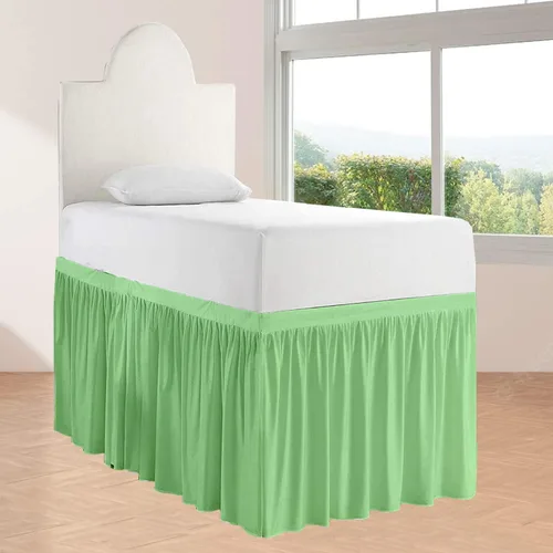 Miniatura 10 de Falda de cama larga de 42 pulgadas con caída de 42 pulgadas, patrón de volantes, falda de cama para dormitorio universitario, esquinas divididas