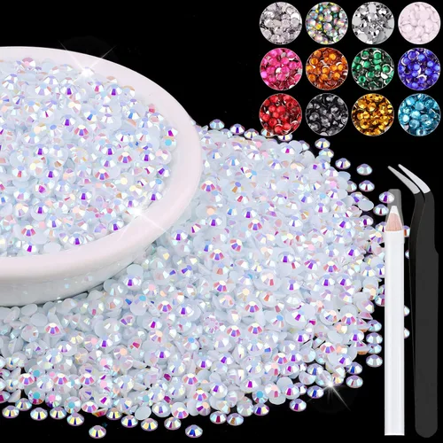 Miniatura 37 de 12000 diamantes de imitación de resina de 0.079 pulgadas a granel para manualidades (transparente), cristales deslumbrantes con parte trasera plana