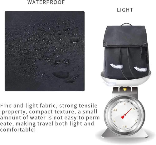 Miniatura 7 de Mochila para mujer, impermeable, antirrobo, ligera, de cuero PU y nailon, morral de viaje para mujer