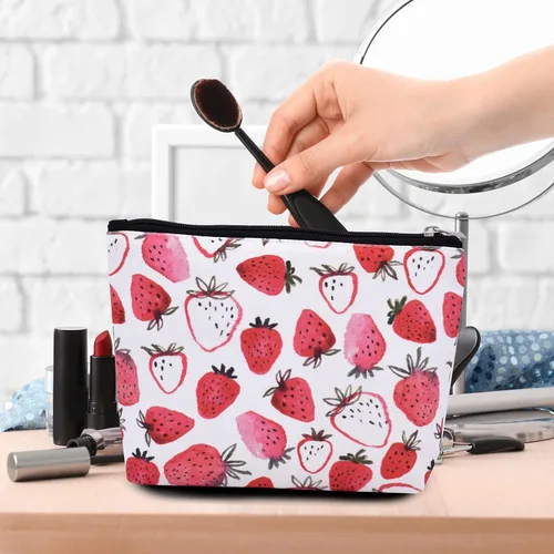 Miniatura 6 de TeeYee Bolsa de maquillaje de lona para mujer con cremallera, bolsa de gran capacidad, bolsa de aseo de viaje, bolsa de almacenamiento, organizador