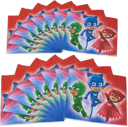 Miniatura 3 de PJ Masks - Servilletas de almuerzo, 6.5 x 6.5 pulgadas (paquete de 16), diseño audaz y ecológico, perfectas para fiestas y eventos infantiles