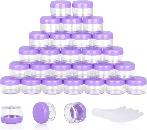 Miniatura 8 de 100 piezas de 5 gramos Envases de muestra, tarros vacíos de 5 ml con tapas, envases cosméticos pequeños, tarros de muestra mini con 8 piezas de mini