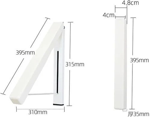 Miniatura 4 de Perchero plegable para colgar ropa, para colgar en la pared, colgador retráctil para ropa, fácil de instalar, fuerte carga y soporte de carga Blanco