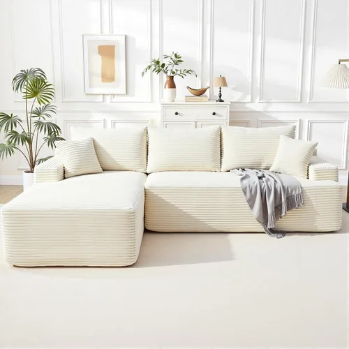 Miniatura 42 de Sofá modular Cloud de 108 pulgadas, moderno sofá deshuesado con otomana móvil, sofá modular de asiento profundo, sofás esquineros de pana para sala