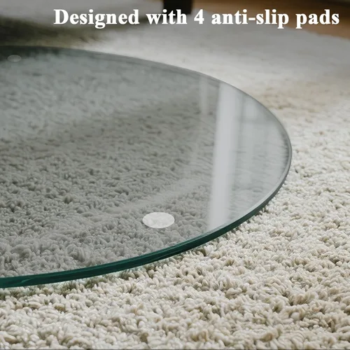 Miniatura 6 de Tapete para silla de 46 x 46 pulgadas – Vidrio templado redondo resistente para suelo duro, tapete para silla de oficina, suelo de computadora con 4