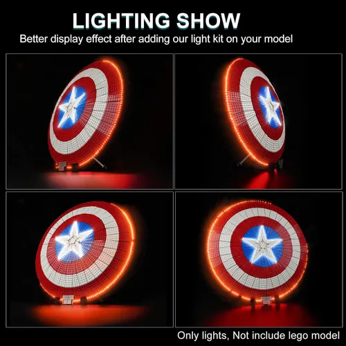 Miniatura 2 de Kit de luz LED para Lego Marvel Captain America's Shield 76262, kit de iluminación creativa compatible con Lego 76262 (solo luces, sin juego de Lego)
