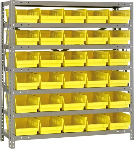 Miniatura 177 de Quantum QSBU-245BK Heavy Duty Shelving Unit with (7) Shelves and (24) QUS245 Black Bins for Garage Warehouse Storage Distribution 400 lb Load
