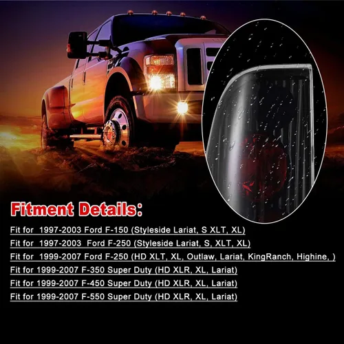 Miniatura 2 de Nixon Offroad Conjunto de luces traseras para Ford F150/F250 1997-2003, 1997-2003 Ford F-350 luces traseras, lámparas traseras para F250-F350