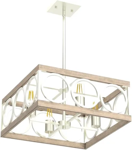 Miniatura 4 de XINGQI Candelabro moderno cuadrado de 17.7 pulgadas, 4 luces, lámpara colgante de granja para comedor, sala de estar, dormitorio, isla de cocina