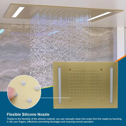 Miniatura 9 de ENGA - Sistema de ducha doble LED de lluvia, cabezal de ducha grande de 14 x 20 pulgadas + ducha de pared de 6 pulgadas, 4 chorros corporales