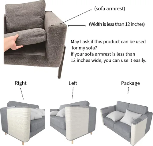 Miniatura 2 de Sillón rascador para gatos, protección de muebles de sisal natural contra gatos, rascador de esquina para sofá, silla, sofá, fácil instalación Sofá