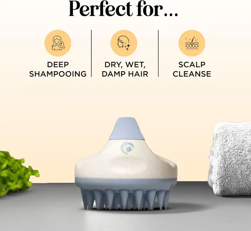 Miniatura 2 de Cepillo de champú y exfoliante para el cuero cabelludo, masajeador de cuero cabelludo de silicona suave, estimulador del crecimiento del cabello