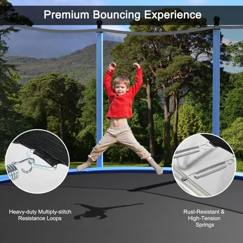 Miniatura 7 de Giantex Trampolín para niños y adultos, aprobado por ASTM 8, 10, 12, 14, 15, 16 pies, trampolín grande con escalera, tubos de acero de grosor