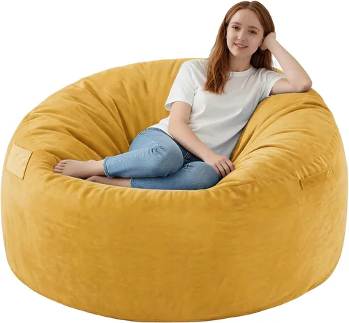 Miniatura 57 de Silla de Puf de 3 Pies, Sillas de Puf Cómodas con Relleno de Espuma Viscoelástica, Sofá de Puf Esponjoso con Funda de Terciopelo Holandés, Sillas