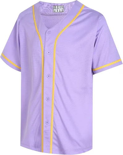 Miniatura 12 de Pullonsy Camiseta de béisbol en blanco para hombres y mujeres, camisas de manga corta con botones completos, hip hop, hipster, uniformes deportivos