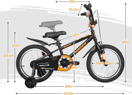 Miniatura 8 de WEIZE Bicicletas para niños, bicicleta estilo BMX para niños y niñas de 4 a 12 años de edad, bicicleta para niños con asiento ajustable, ruedas
