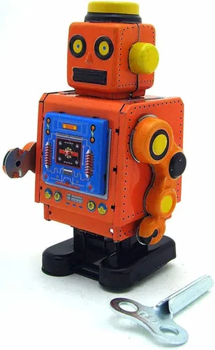 Miniatura 2 de Charmgle MS519 Retro Tin Toy Robot Wind-Up Toy Fotografía Decoración Novedad Regalo Colección Adulto (Naranja)