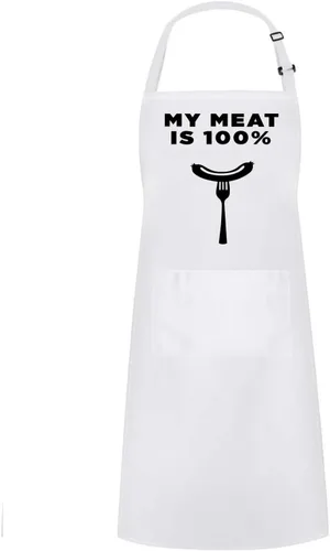 Miniatura 12 de Hyzrz Divertidos delantales ajustables para panadero con bolsillo para cocinero, parrilla, barbacoa, delantal de chef, regalos para el día del Negro