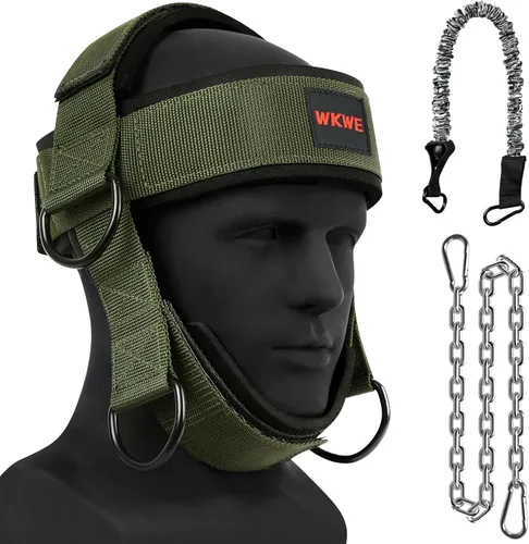 Miniatura 8 de Arnés de cuello para aumentar la fuerza del núcleo del cuello - Ejercitador de cuello con cadena de acero resistente de 30 pulgadas para levantar