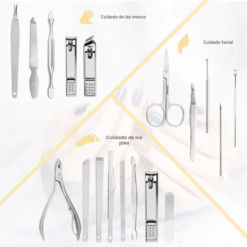 Miniatura 2 de Yougai Juego de cortaúñas para hombres y mujeres, juego de manicura de regalo de 18 piezas, kit de manicura de acero inoxidable, herramientas