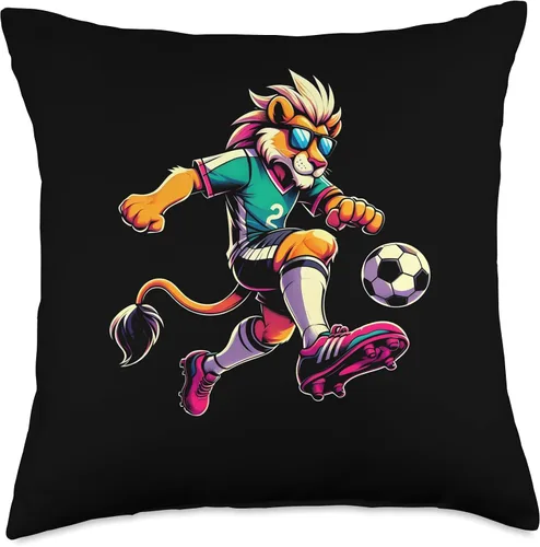 Miniatura 4 de Lion Soccer Ball Boys Kids Throw Pillow