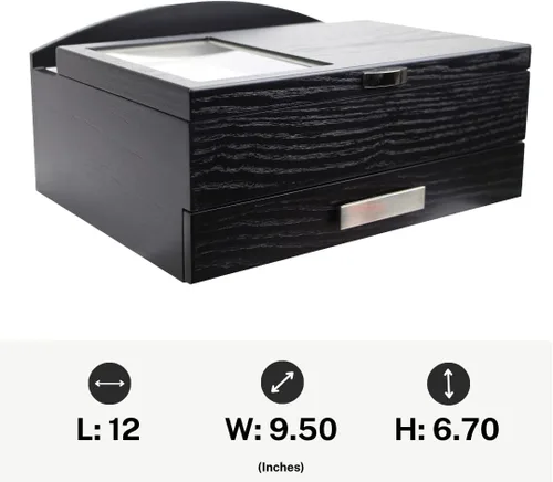 Miniatura 6 de Executive SAWYER - Organizador de caja de almacenamiento de madera negra para hombre (negro)