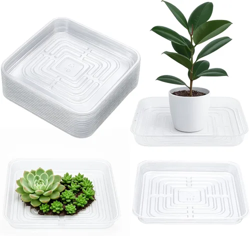 20 Pack de Platillos Cuadrados para Plantas, Bandejas para Macetas de 10 Pulgadas, Platillos para Plantas de 10 Pulgadas para Exteriores e