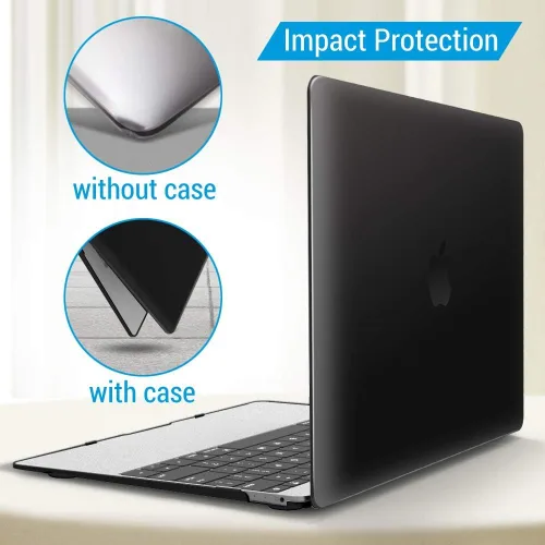 Miniatura 4 de IBENZER Compatible con MacBook de 12 pulgadas, carcasa rígida para Mac de 12 pulgadas con pantalla Retina modelo A1534 2020 2019 2018 2017 2016 Negro