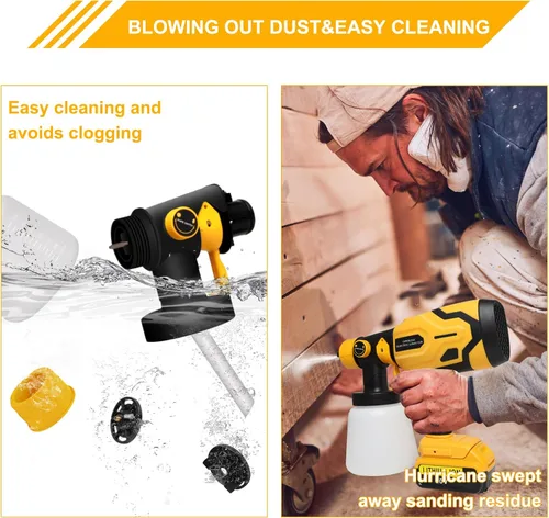 Miniatura 5 de Pulverizador de pintura inalámbrico para batería DEWALT de 20 V máximo, pulverizadores de pintura para interior del hogar, HVLP, eléctrico, sin