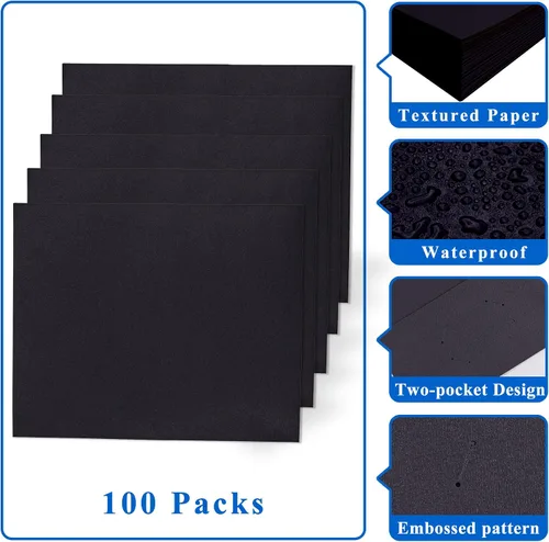 Miniatura 5 de Zzrywuty 100 Paquetes de Carpetas de Archivo de Dos Bolsillos con Ranura para Tarjetas de Visita, Papel Texturizado, Tamaño Carta, Capacidad