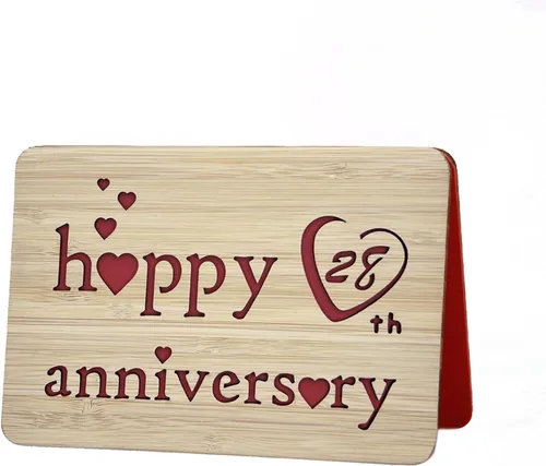 Miniatura 20 de Tarjeta de felicitación de madera para el primer aniversario, hecha a mano, 1 año, aniversario de boda, tarjeta de primer aniversario para ella, él