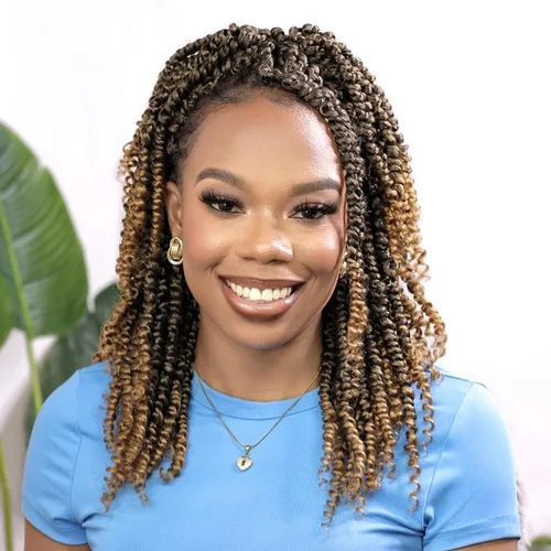Miniatura 22 de Pelo de ganchillo Passion Twist de 10 pulgadas, 8 paquetes, cabello Passion Twist pre-trenzado, cabello de ganchillo Passion Twist para mujeres 1b