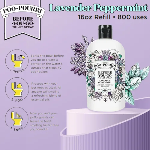 Miniatura 3 de Poo-Pourri Before-You-Go - Recarga de spray para inodoro, lavanda menta, 16 onzas líquidas, hasta 800 usos, desodorizante de olores de baño