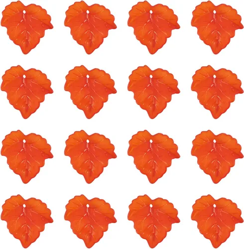 Miniatura 27 de Craftdady Dijes de cuentas de hojas de arce transparentes, colgantes colgantes de adorno para colgar, bonitos dijes para collares, pulseras