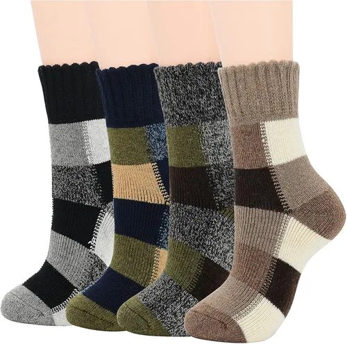Calcetines de lana para mujer acogedores calcetines de invierno de punto grueso calcetines cálidos y vintage calcetines absorbentes para mujer