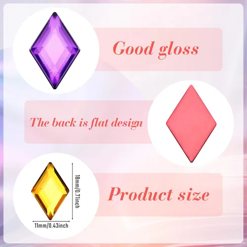 Miniatura 2 de 100 piezas de diamantes de imitación acrílicos con parte trasera plana, gemas de plástico para deslumbrar joyas acrílicas para hacer joyas