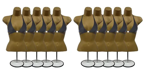 Miniatura 23 de DisplayTown - Maniquí femenino con torso y soporte de metal, parte trasera hueca, cuerpo apilable, forma para exhibir camisetas, mostrador