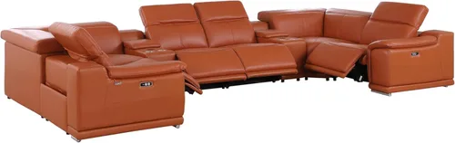 Miniatura 70 de BlackJack Furniture Venice - Juego de sofá reclinable seccional de cuero italiano de grano superior de 12 piezas con 4 reclinables eléctricos