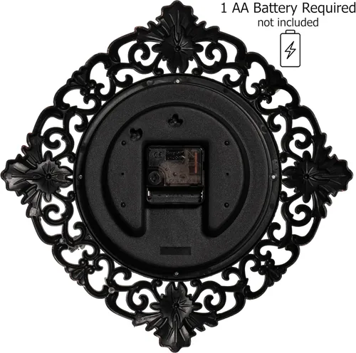 Miniatura 5 de Clockswise Reloj de pared colgante redondo clásico de 11 pulgadas con marco floral adornado en acabado envejecido vintage para el hogar, entrada