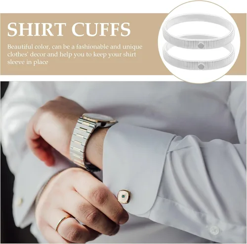 Miniatura 13 de 2 unids camisa manga titular antideslizante brazo manga ligas elástico metal camisa brazaletes