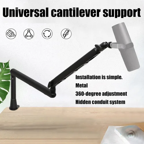 Miniatura 3 de 360 grados giratorio micrófono brazo brazo soporte aluminio construcción para teléfono tableta transmisión en vivo