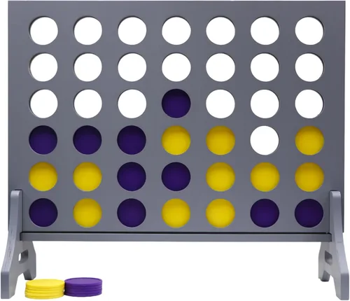 Miniatura 27 de Juego gigante 4 en una fila para familia y adultos – Tailgating Pros Jumbo de madera gris cuatro en una fila juego de patio para interiores
