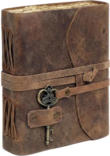 cuero Diario de cuero vintage, cuaderno encuadernado de cuero recargable hecho a mano con papel de borde de cubierta, diario de viaje antiguo,