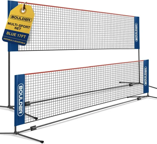 Miniatura 14 de Boulder Portable Badminton Pickleball Net - Foldable/Extendable Poles for Multiple Sports Heights (UP to 5 ft) - Ideal for Tennis, Pickleball, Negro