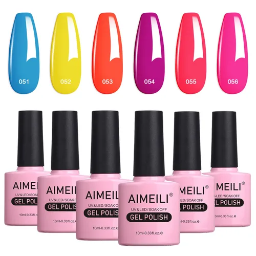 Miniatura 12 de AIMEILI Juego de esmaltes de uñas de gel para el día de San Valentín, esmalte de uñas de gel rosa nude, juego de 6 piezas x 0.3 fl oz - Juego de 31