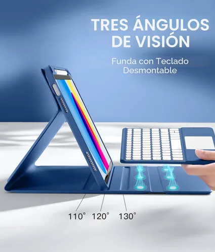 Miniatura 4 de Harvopu Funda compatible con iPad de 11ª y 10ª generación con teclado, funda tipo folio con soporte para lápices, trackpad multitáctil, Azul marino