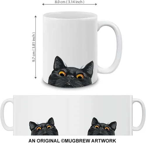 Miniatura 3 de MUGBREW Taza de Café y Té de Cerámica con Gatito Bombay Negro, 11 onzas